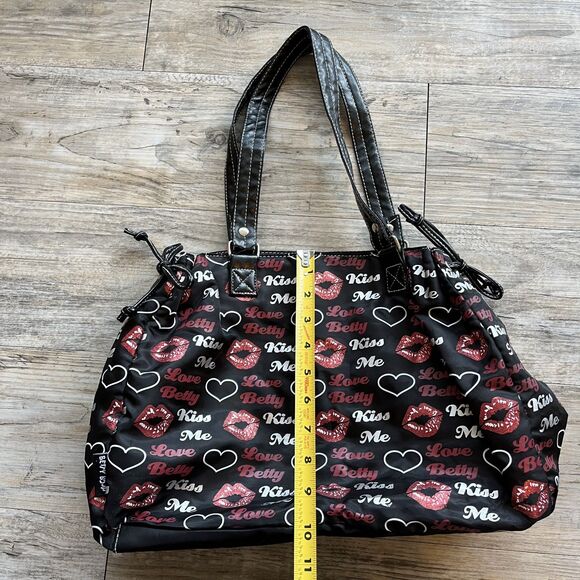 Betty Boop Shoulder Bag Tote Black and Red Y2K Punk - Picture 8 of 9